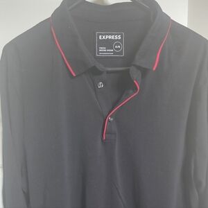 Express Men's Polo Shirt in Black with Red Accents